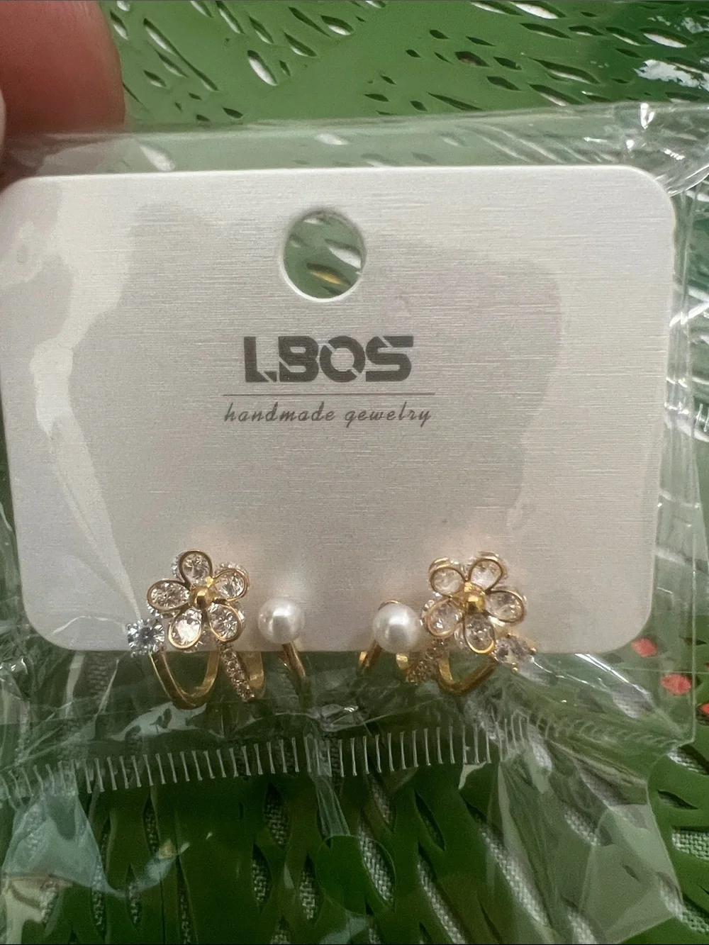 Gold Floral Pearl Ring Set - Gold and White